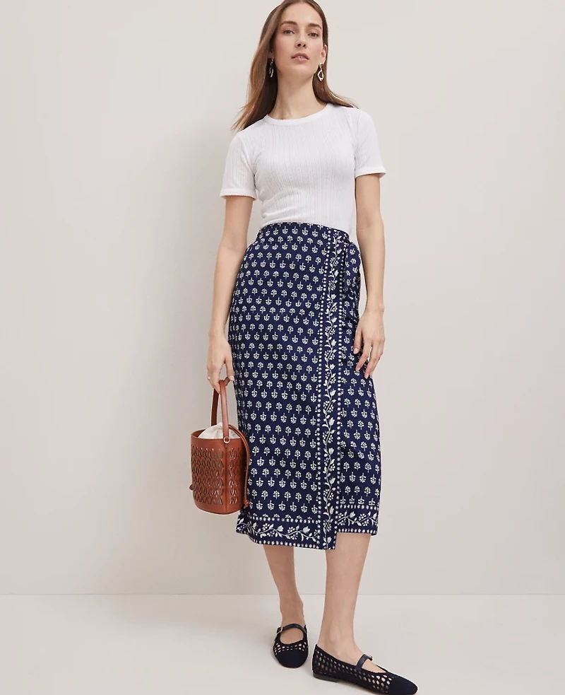 Ann Taylor Weekend Collection Petaled Sarong Skirt Blue Women's