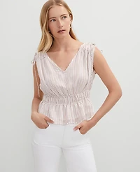Ann Taylor Gathered Tie Top Neutral Combo Women's