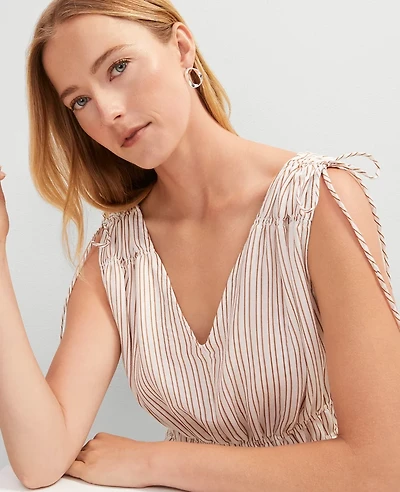 Ann Taylor Gathered Tie Top Neutral Combo Women's