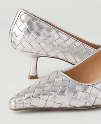 Ann Taylor Nip Toe Kitten Heel Pumps Silver Women's