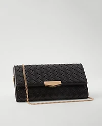 Ann Taylor Woven Faux Leather Clutch Handbag Black Women's