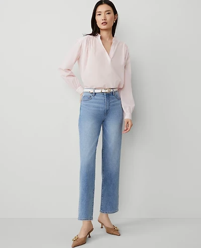 Ann Taylor The Petite Straight Jean Size 8 Vintage Light Indigo Wash Women's