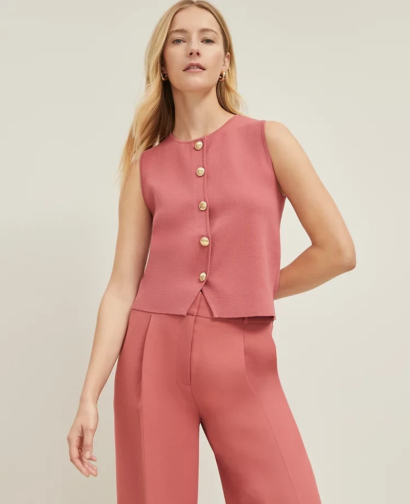 Ann Taylor Crew Neck Sweater Vest Women's