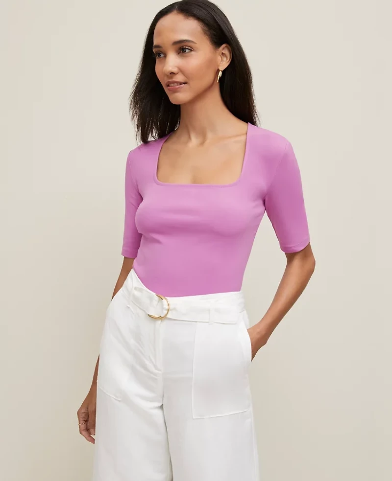 Ann Taylor Angled Square Neck Top Women's