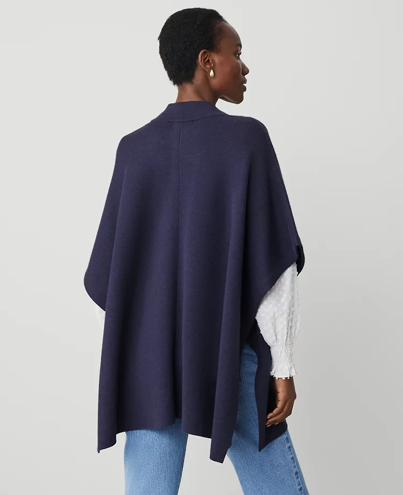 Ann Taylor Button Mock Neck Poncho Size XS/S Night Sky Women's