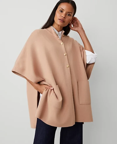 Ann Taylor Button Mock Neck Poncho M/L Women's