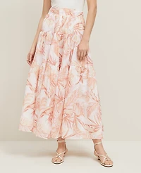 Ann Taylor Floral Tiered Full Skirt Size 14 Blush Women's
