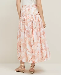 Ann Taylor Floral Tiered Full Skirt Size 14 Blush Women's