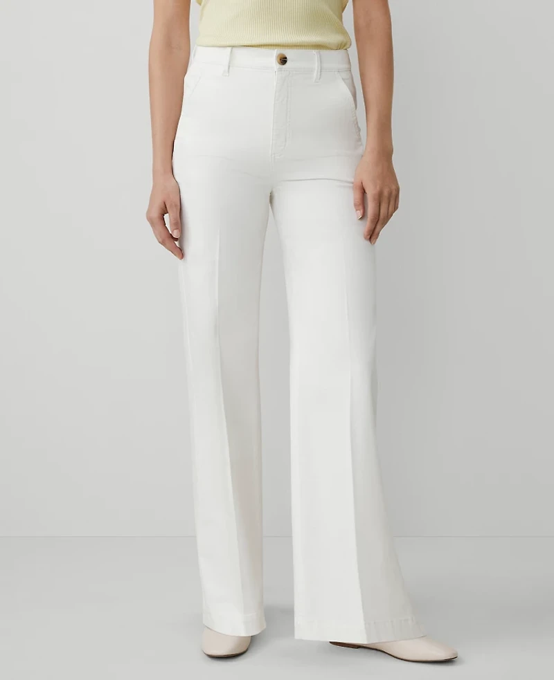 Ann Taylor Petite Weekend Collection Trouser Pant Sateen Winter White Women's
