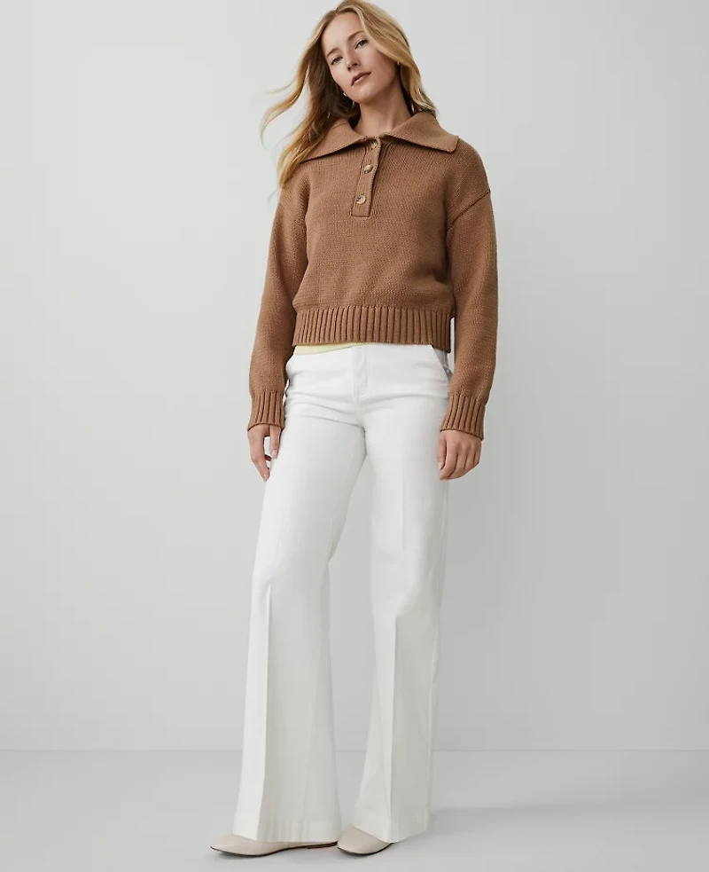 Ann Taylor Petite Weekend Collection Trouser Pant Sateen Winter White Women's