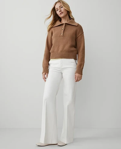 Ann Taylor Petite Weekend Collection Trouser Pant Sateen Winter White Women's