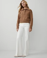 Ann Taylor Petite Weekend Collection Trouser Pant Sateen Winter White Women's