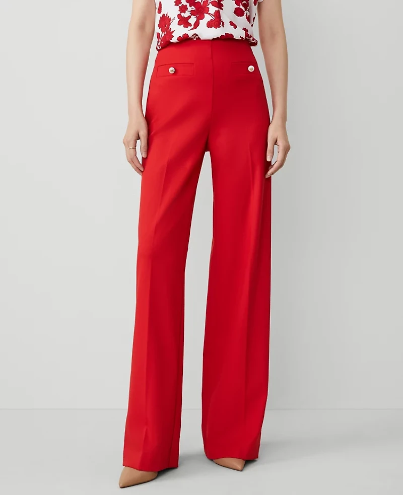 Ann Taylor The Petite Button Trim Sailor Wide-Leg Pant Women's