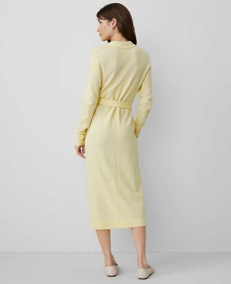 Ann Taylor Weekend Collection Collared Sweater Dress Pale Forsythia Women's