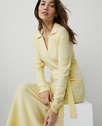 Ann Taylor Weekend Collection Collared Sweater Dress Pale Forsythia Women's