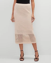 Ann Taylor Crochet Pencil Skirt Size Small Sand Shell Women's