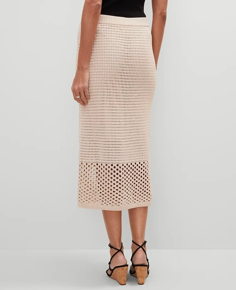 Ann Taylor Crochet Pencil Skirt Size Small Sand Shell Women's