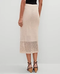 Ann Taylor Crochet Pencil Skirt Size Small Sand Shell Women's