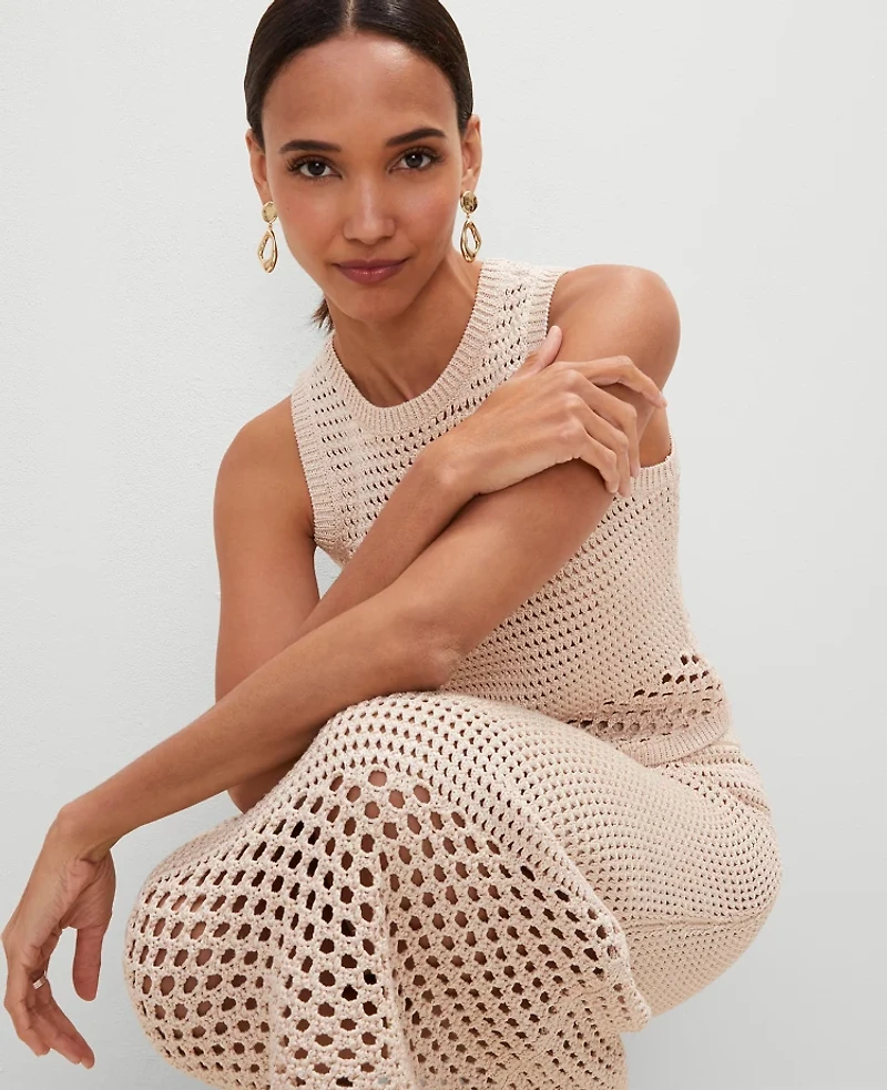 Ann Taylor Crochet Pencil Skirt Size Small Sand Shell Women's