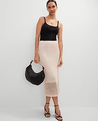Ann Taylor Crochet Pencil Skirt Size Small Sand Shell Women's