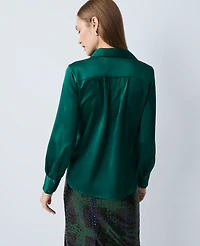 Ann Taylor Collared Shirred Yoke Button Down Shirt Women's