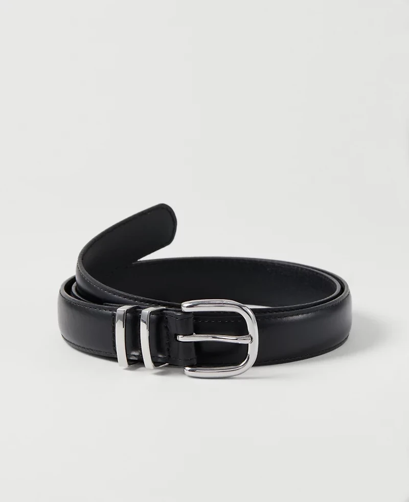 Ann Taylor Leather Trouser Belt Black Women's