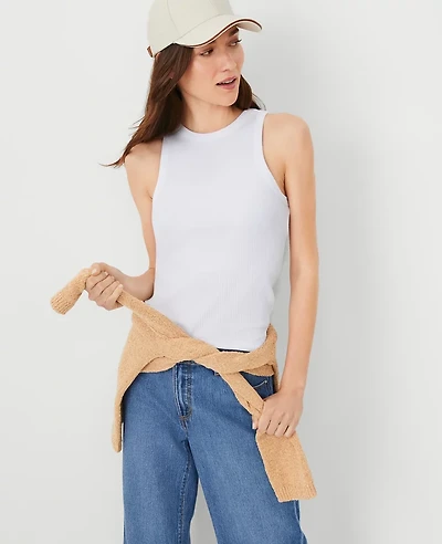 Ann Taylor Ribbed Tank Top Size XS White Women's