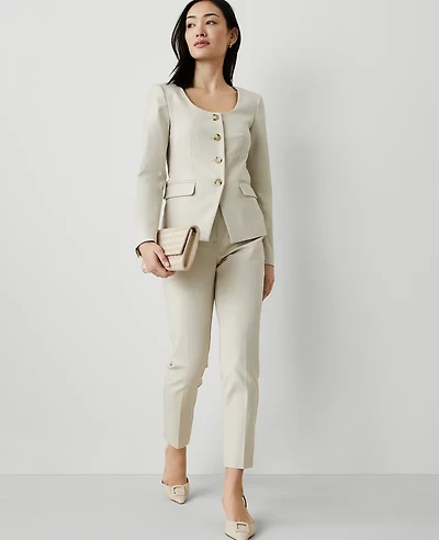 Ann Taylor The High Rise Everyday Ankle Pant Stretch Cotton Tahini Women's