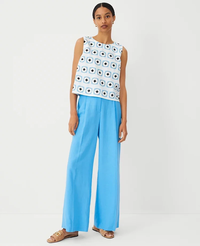 Ann Taylor The Pleated Wide-Leg Pant Size 12 Cerulean Blue Women's