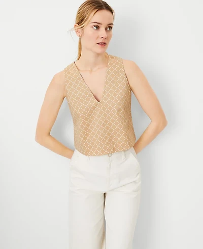 Ann Taylor Checked V-Neck Tank Top Size XL Baguette Women's