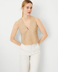 Ann Taylor Checked V-Neck Tank Top Size XL Baguette Women's