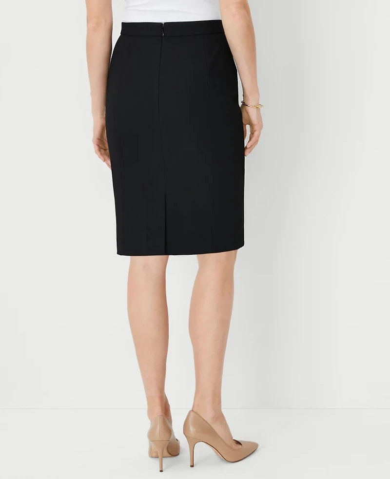 Ann Taylor The Petite Seamed Pencil Skirt Bi-Stretch - Curvy Fit Black Women's