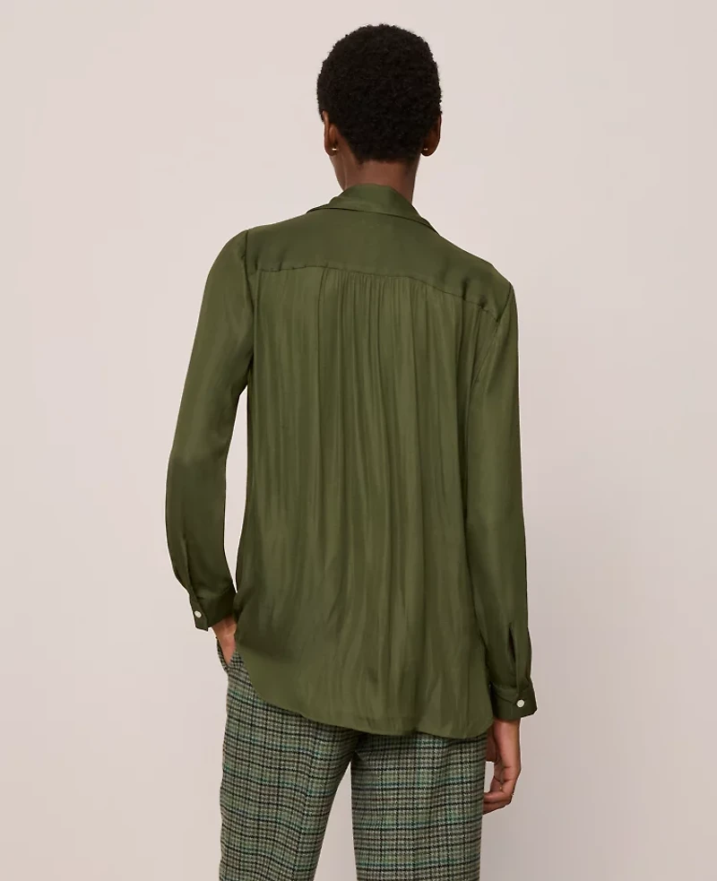 Ann Taylor Soft Drapey Camp Shirt Size XS Muted Moss Women's