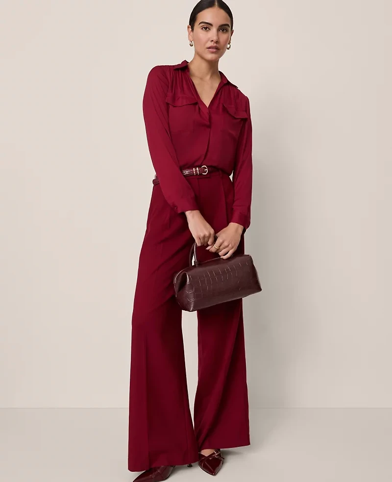 Ann Taylor Soft Drapey Camp Shirt Women's