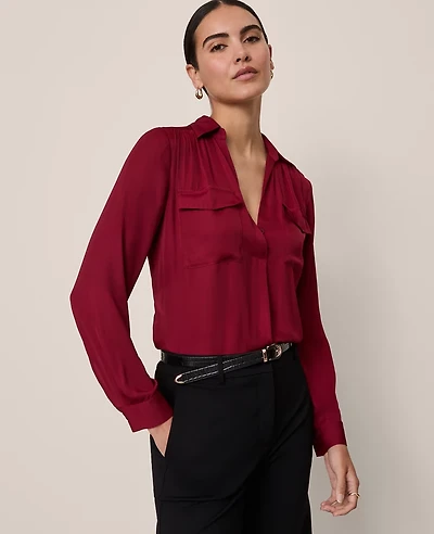 Ann Taylor Soft Drapey Camp Shirt Women's