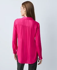 Ann Taylor Soft Drapey Camp Shirt Electric Pink Women's