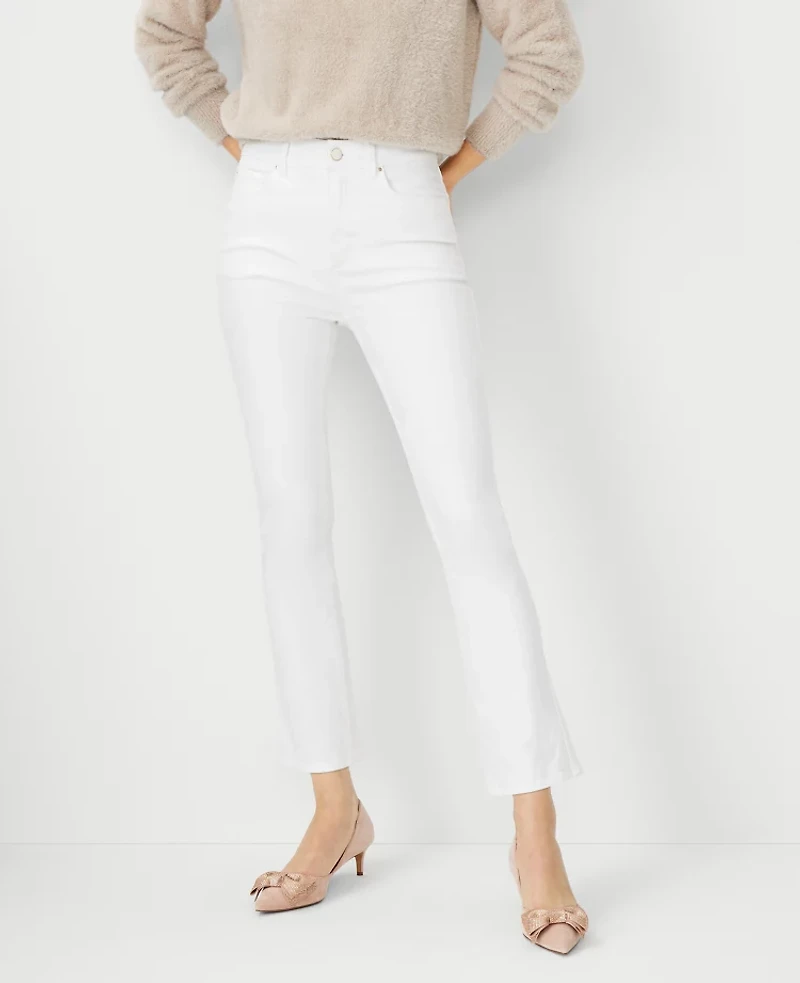 Ann Taylor Petite High Rise Boot Crop Jeans in White Size 14 Women's