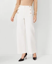 Ann Taylor Petite Mariner High Rise Wide Leg Crop Jeans Ivory Women's