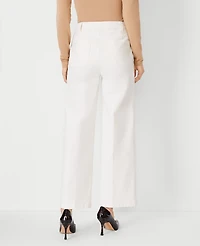 Ann Taylor Petite Mariner High Rise Wide Leg Crop Jeans Ivory Women's