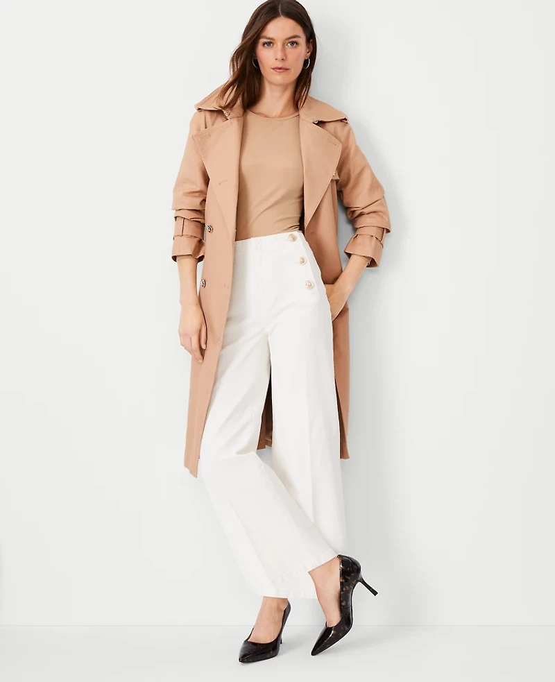 Ann Taylor Petite Mariner High Rise Wide Leg Crop Jeans Ivory Women's