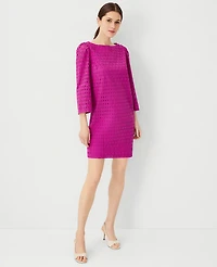 Ann Taylor Eyelet Boatneck Shift Dress Size XS Magenta Shadow Women's