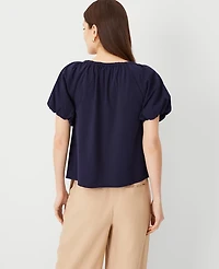 Ann Taylor Bubble Sleeve Button Top Size Small Night Sky Women's