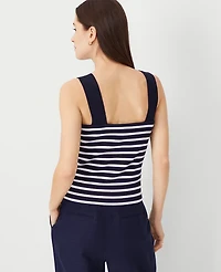 Ann Taylor Side Button Tank Top Size Medium White-Night Sky Women's