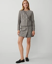 Ann Taylor Checked Double Breasted Patch Pocket Jacket Size 14 Sahara Women's