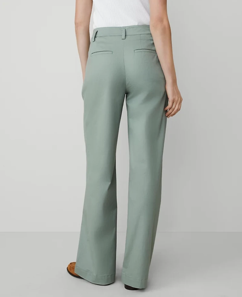 Ann Taylor Weekend Collection Topstitched Wide-Leg Pant Emerald Vapor Women's