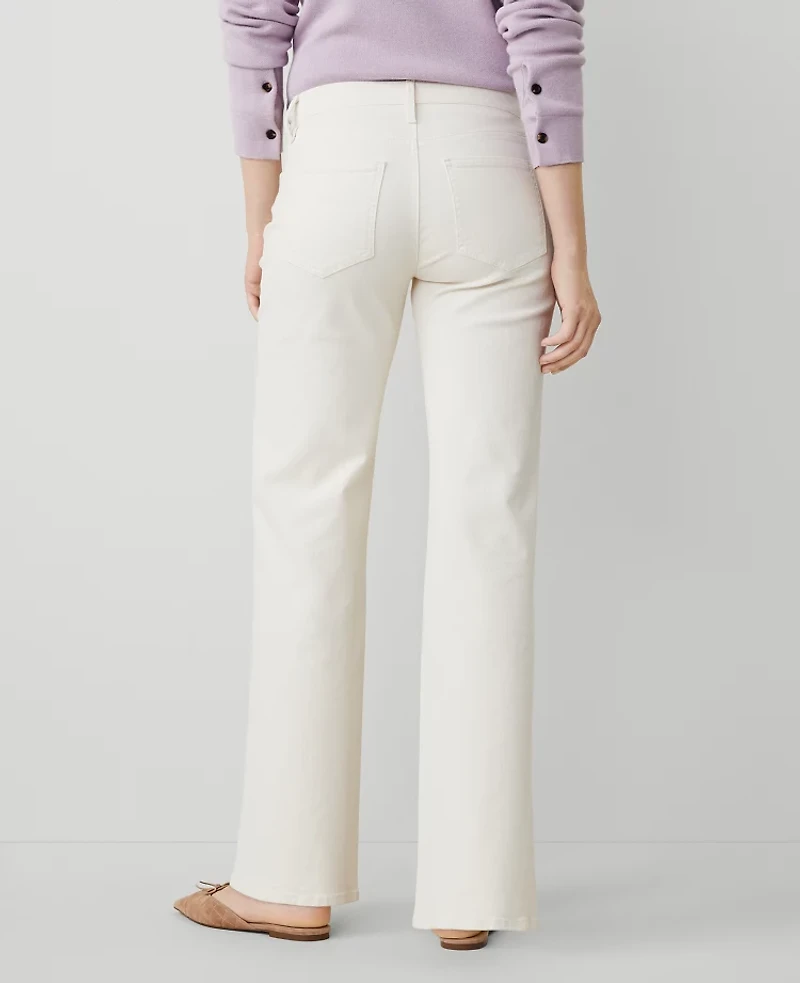 Ann Taylor Wide-Leg Jean Size 14 Ivory Women's