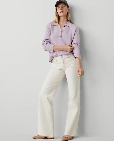 Ann Taylor Wide-Leg Jean Size 14 Ivory Women's