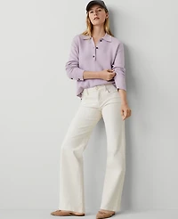 Ann Taylor Wide-Leg Jean Size 14 Ivory Women's