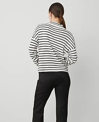 Ann Taylor Ribbed Mock Neck Sweater Black/White Multi Women's