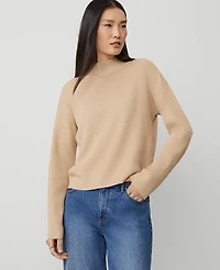 Ann Taylor Ribbed Mock Neck Sweater Baguette Women's